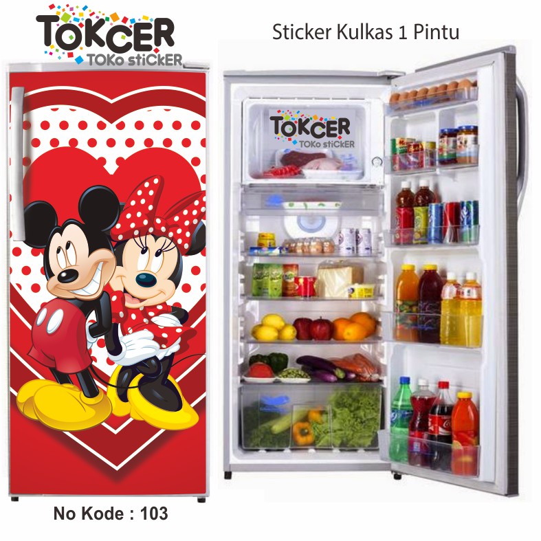 Stiker Kulkas 1 Pintu dan 2 Pintu Mickey dan Minnie