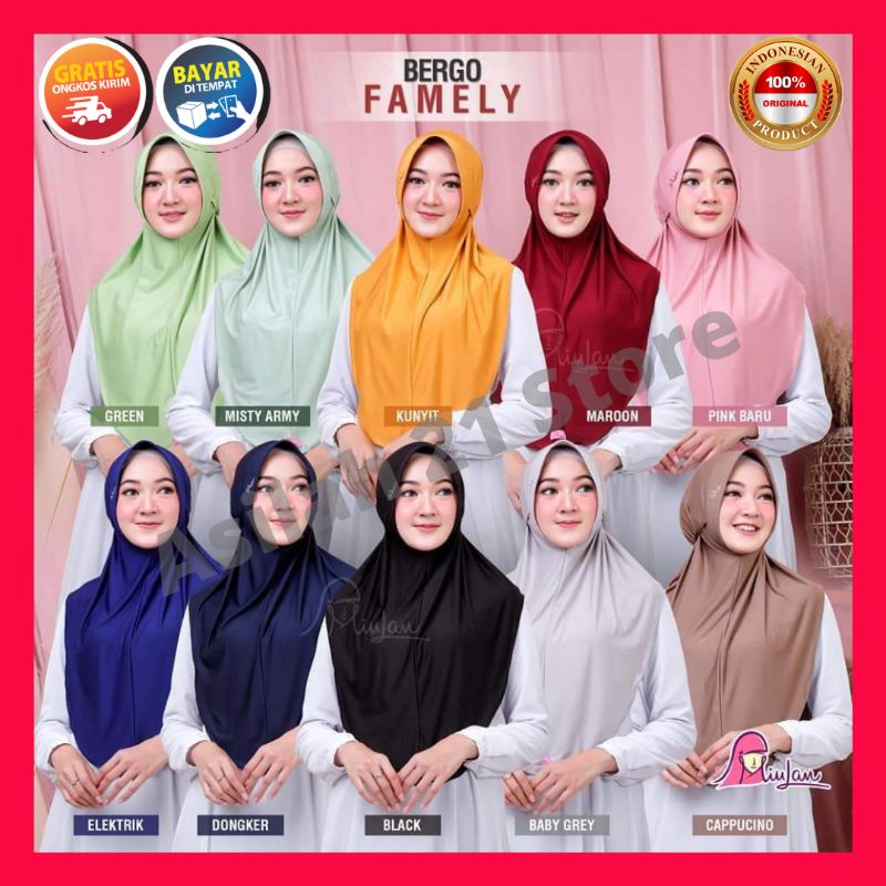 Bergo Famely Dewasa / Hijab Tali Dewasa Miulan / Hijab Intsan Miulan / Miulan Bestseller