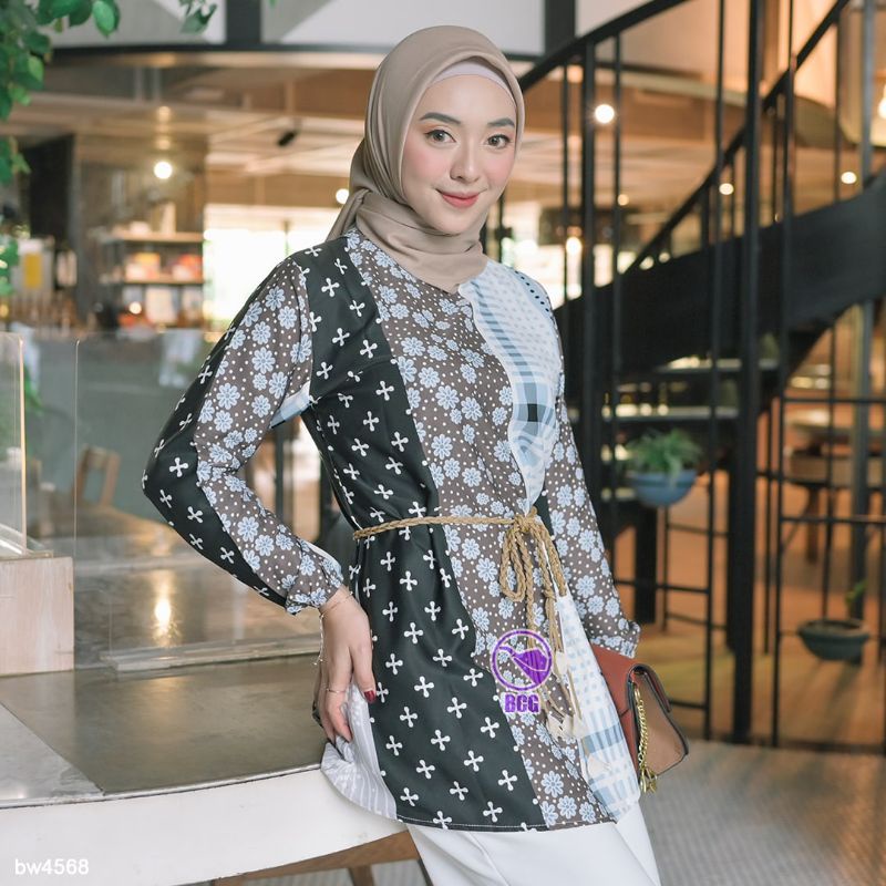 Blouse maxmara BCG atasan wanita motif batik blouse jumbo modern baju formal kasual kondangan wanita-1