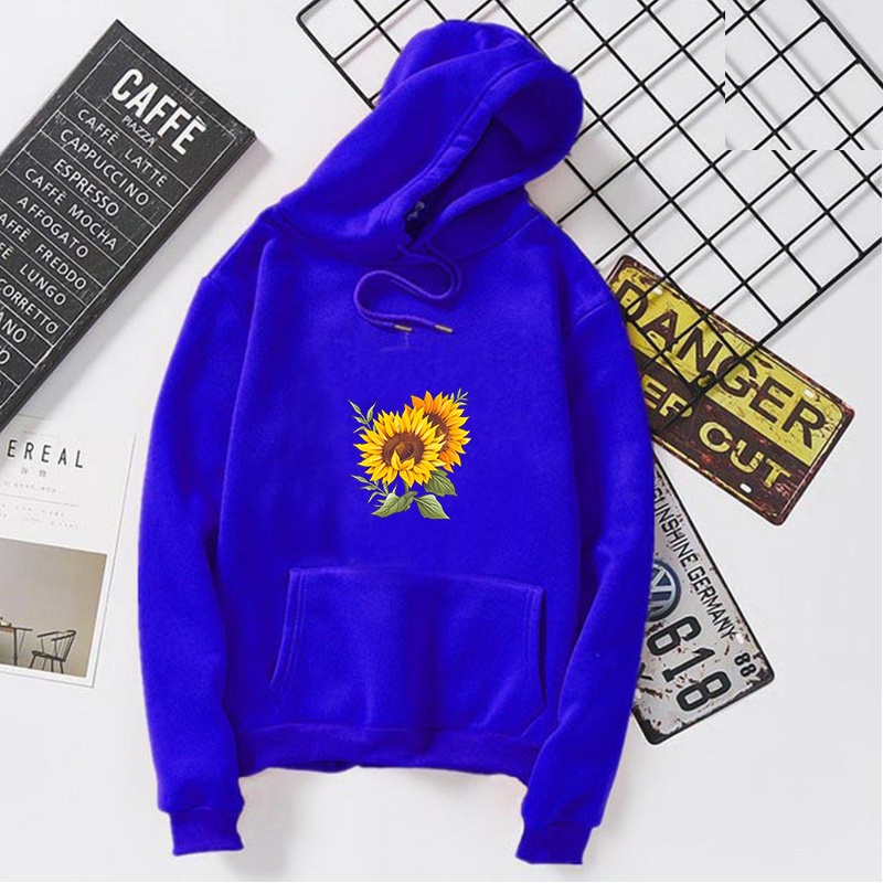 Lilipop.id Sweater Wanita Bunga Sunflower Hoodie Jumper Outwear