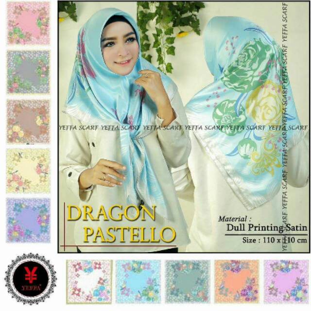 Hijab Segi Empat Dragon Pastello by Yeffa motif 2