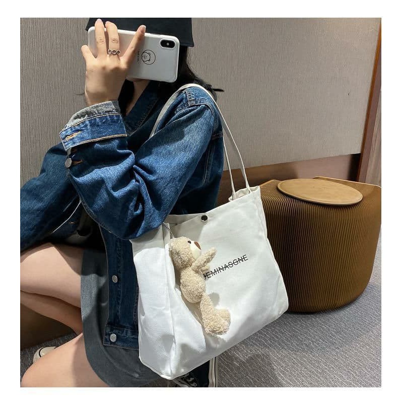 TAS TOTE UKURAN BESAR FREE BONEKA IMPORT MURAH Tas Tote Import Tas Import Fashion Canvas Bear Tas Ke