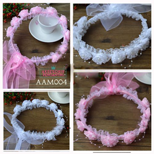 [BISA COD] MAHKOTA BUNGA AKSESORIS RAMBUT ANAK FLOWER CROWN PINK AAM004