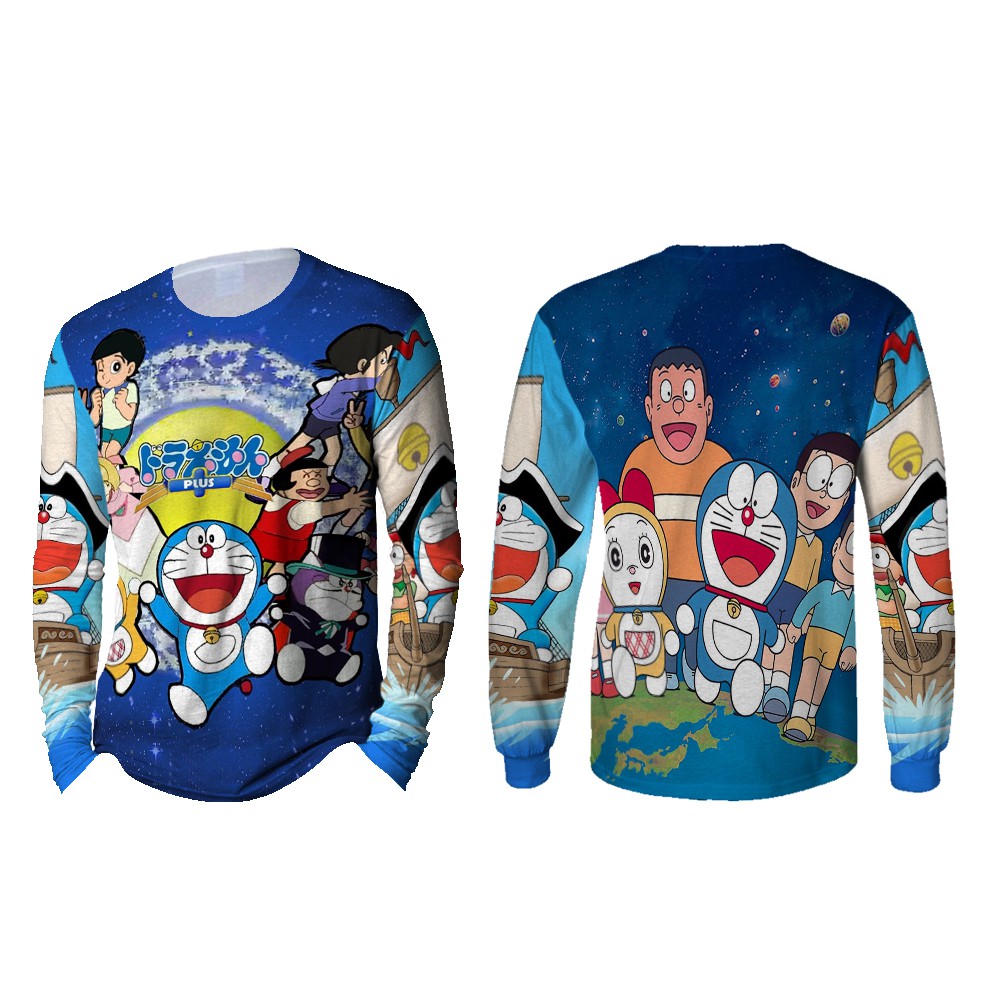 Kaos Pria Lengan Panjang DORAEMON 3D Full Print Sublimation 005