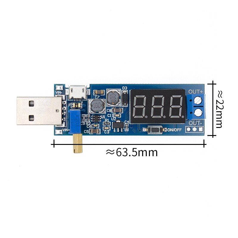 Modul USB Adjustable Step up down Input DC 3.5-12V Output DC 1.2-24V