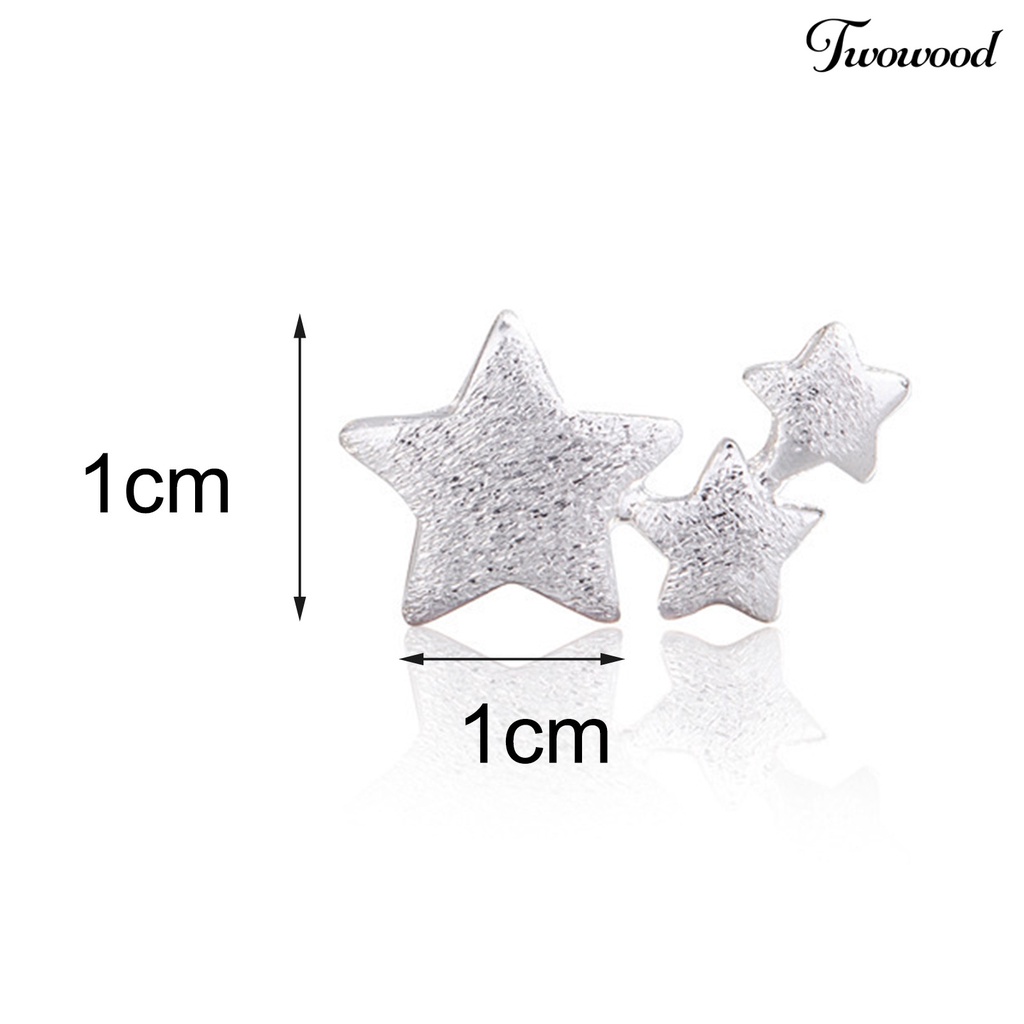 Twowood 1 Pair 3 Stars Ear Studs Elegant Jewelry Exquisite Cute Lightweight Stud Earrings for Wedding
