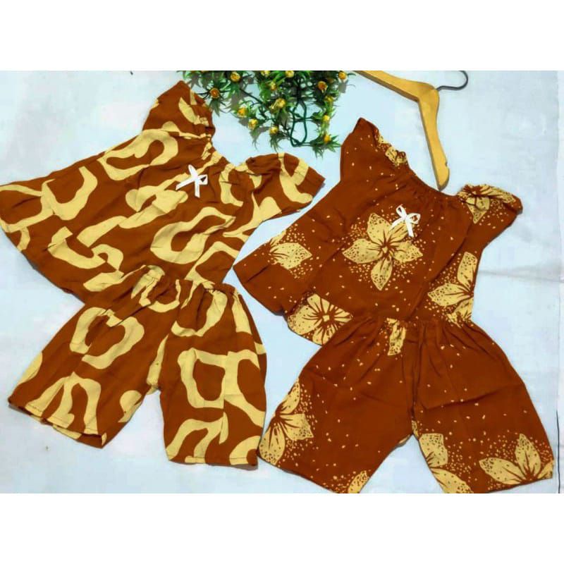 SETCEL (BABYDOL) Usia 1-2th Grosir baju anak perempuan cantik rayon murah santai bayi motif-COKLAT