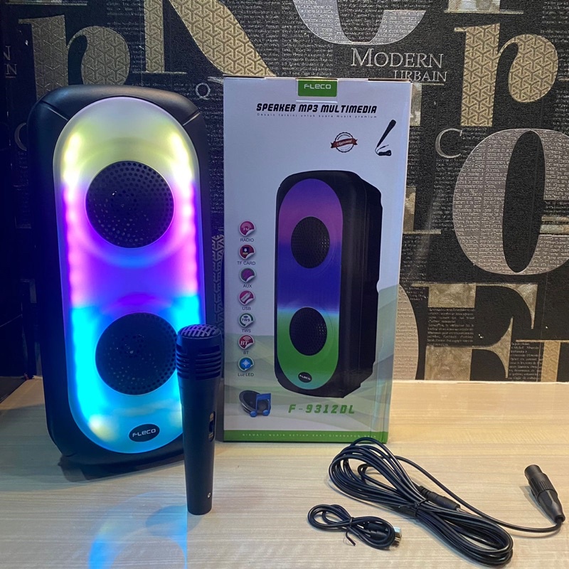 SPEAKER BLUETOOTH LED FLECO FREE MIC KARAOKE F9311DL/F9312DL/F9312DL SUBWOOFER 8INCH WIRELESS MULTIMEDIA PRODUK TERPOPULER SEN