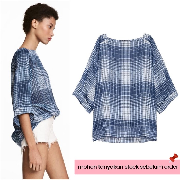 ATASAN BLOUSE H&M 3/4 SLEEVE TOP PAKAIAN WANITA BAJU BRANDED MURAH