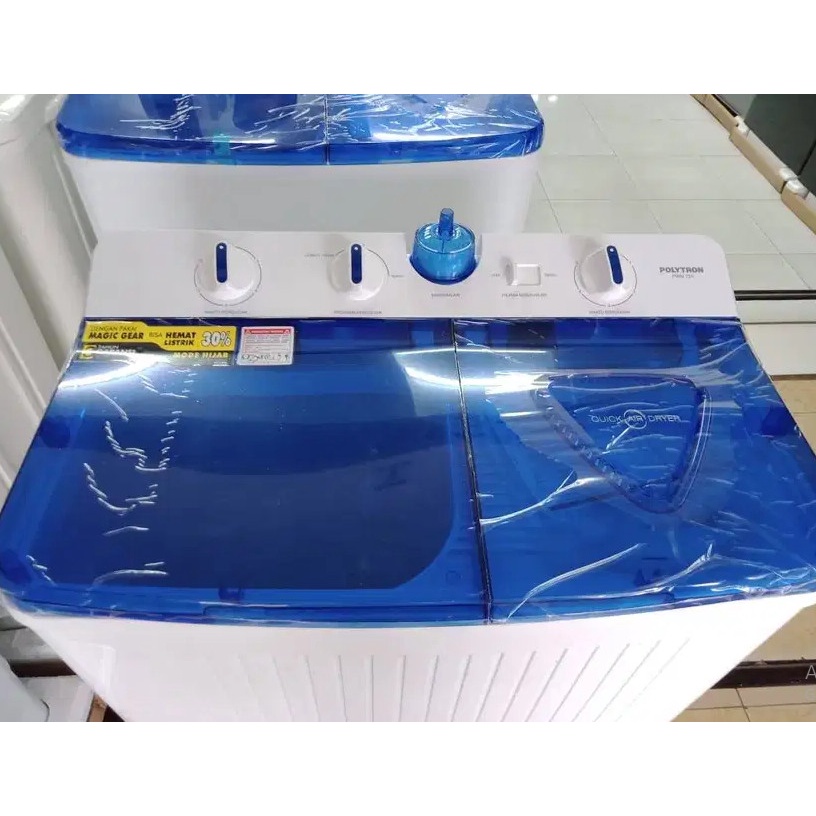Mesin cuci Polytreon PWM 951 tutup transparan 9kg 2 tabung-3