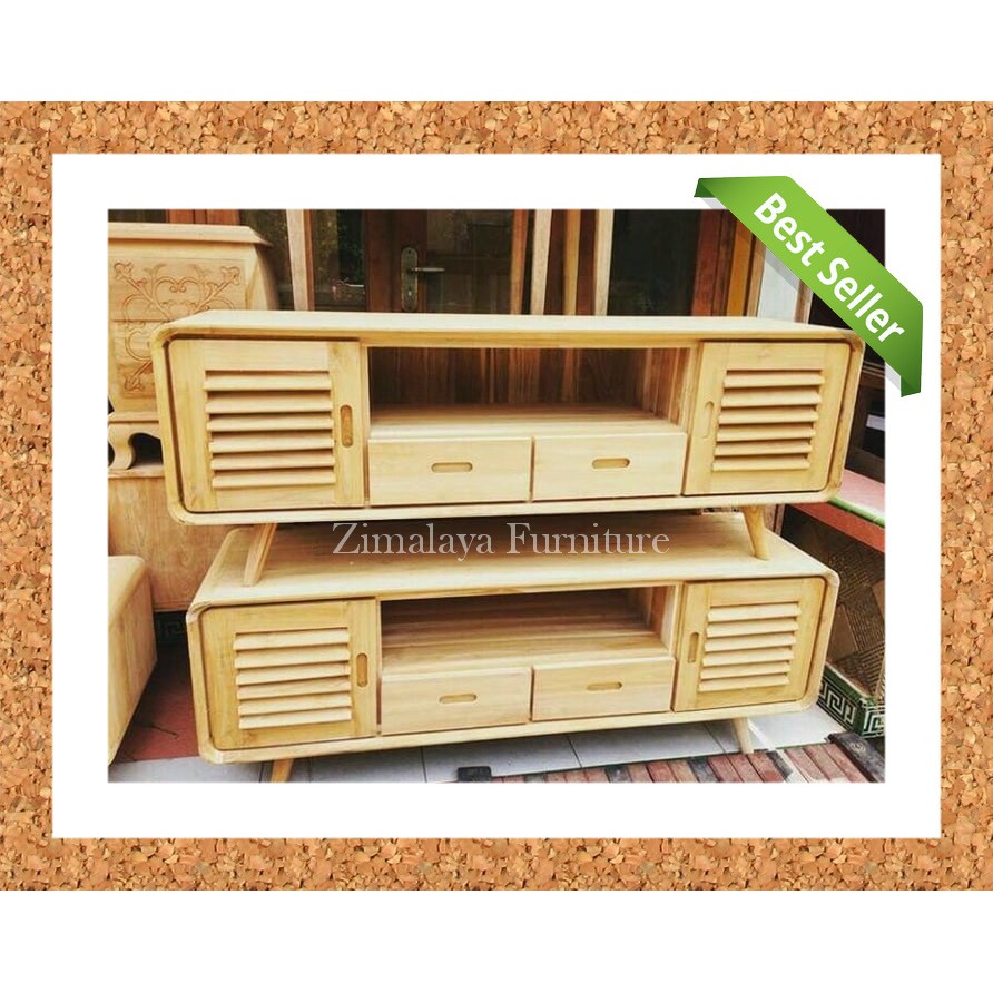 Meja TV Minimalis, Meja TV Jati, Meja TV Retro, Meja TV Minimalis Kayu Jati Retro Unfinishing