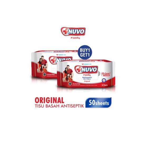 Nuvo Tisu Basah Antiseptik 50sheets (1pak = 2pc)