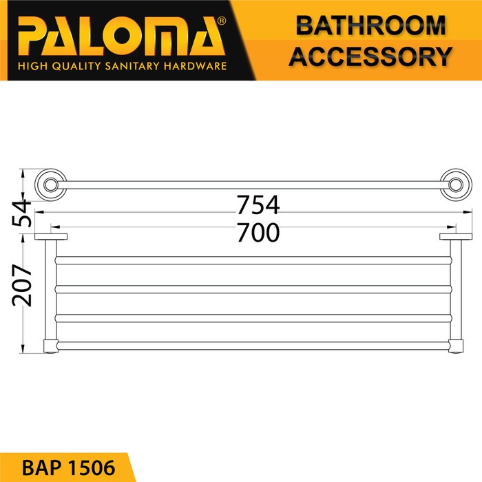 Gantungan Handuk Corina Towel Shelf PALOMA BAP 1506 Chrome 700MM