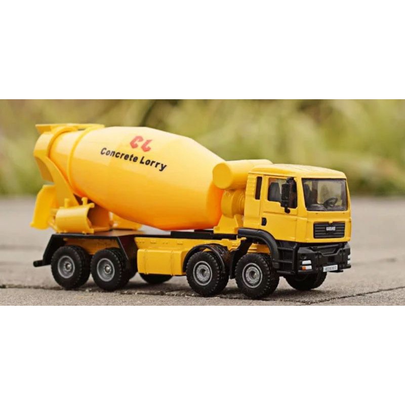 Diecast Truck KDW Cement Mixer Miniatur Alat Berat Truk Molen Diecast Kaidiwei Skala 1:50