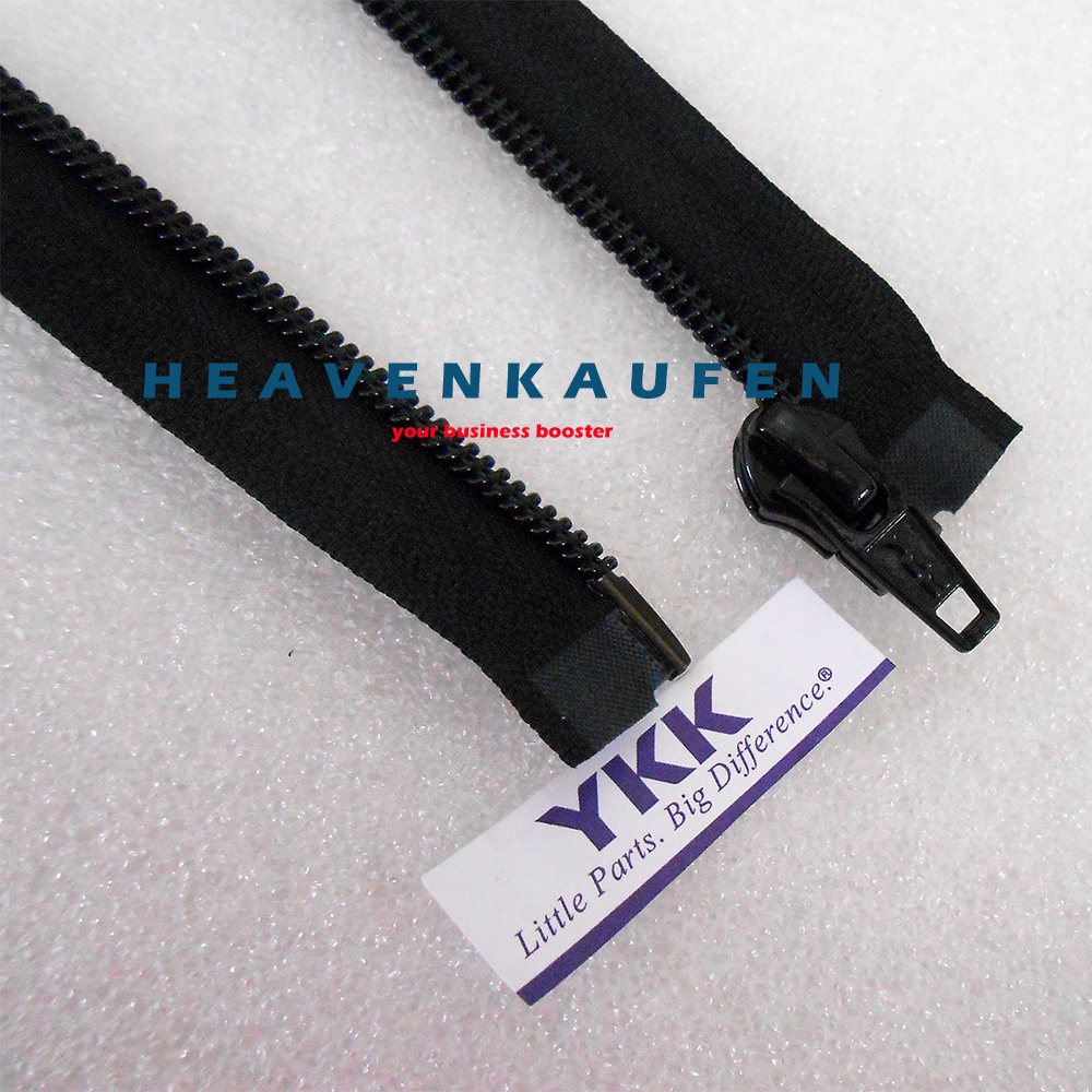 Resleting Zipper Jaket YKK Type Gigi Coil Halus 60 cm Atau 24 inch Hitam Open End Buka Lepas