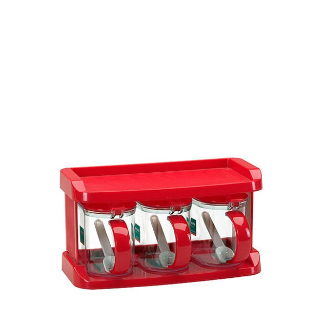 Lion Star Rak Tempat Bumbu Dapur Lada Merica Garam AR-9 Aroma Series Set of 3 Handy Pot w/ Tray (L)