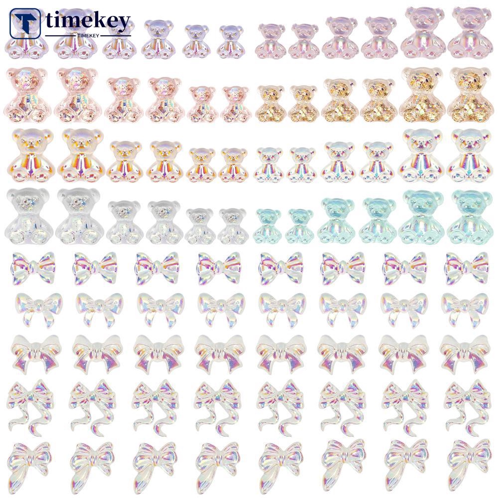 Timekey 88pcs Manikmanik Kristal Aurora Flatback 3D 3 Ukuran 5 Model Untuk Dekorasi Nail Art A4K5