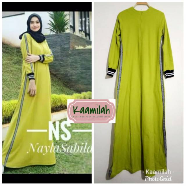 Gamis Sporty Original by NS Nayla Sabila - Uk S (PD 94 - PB 138) - Green Lime