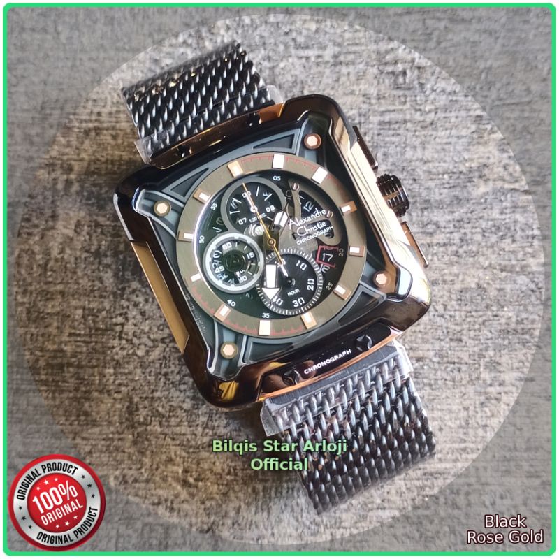 Alexandre Christie Kotak Ac 3039 Pria Tali Rantai Hitam Original