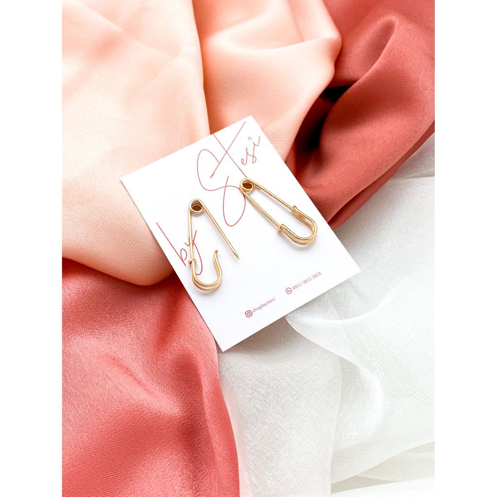 BYSTESI Safety Pin Gold Earring | Anting Wanita Peniti Emas Korean Style-Gold / Emas