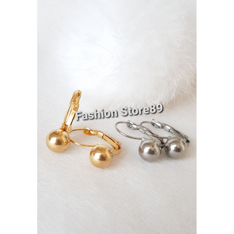 Anting Jepit Bulat import jurai Titanium gold white anting bulai jurai anting Bulat jepit antikarat