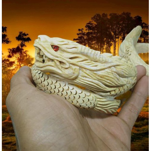 Gelang akar bahar putih ukir naga jumbo kualitas super