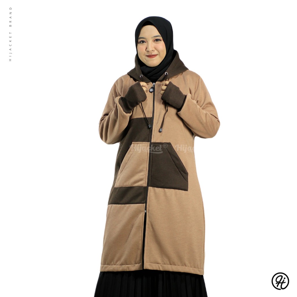 ⭐️GRATIS MASKER HIJAB⭐️ HIJACKET ADELIA SERIES - HIJACKET OFFICIAL HIJACKET STORE JAKET MUSLIMAH JAKET HIJABERS-BROWN (COKELAT)