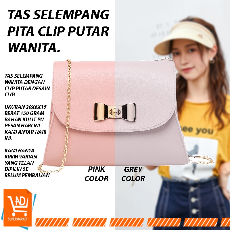 AND COD T115 Tas Selempang Wanita Tas Wanita Tas Import Sling Bag Wanita Kulit PU Pita Tali Rantai COD