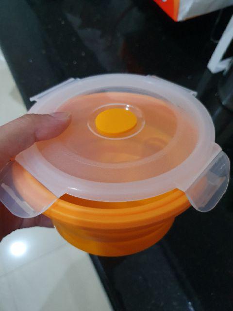 Babysafe Collapsible Lunch Box 650+250ml Tempat Bekal Silicon Lipat - Baby Safe - Tempat Bekal