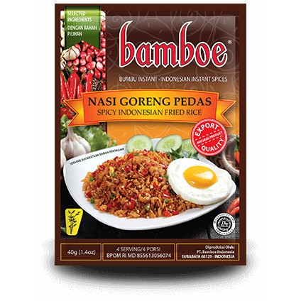 

Bumbu Instan Bamboe Nasi Goreng Pedas (40 gr), Tanpa Extract, Essence & Pewarna Buatan