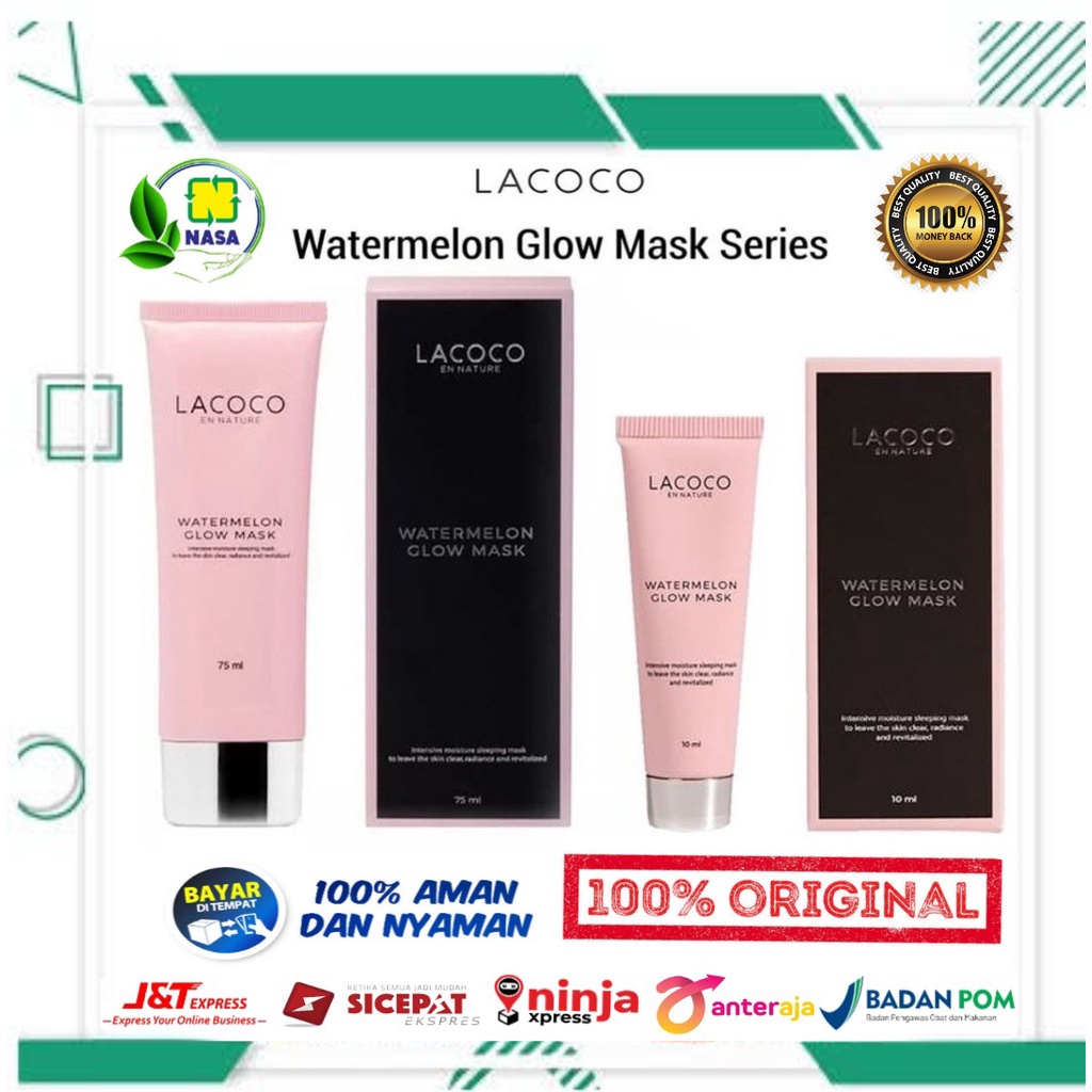 COD/PAKET LACOCO EN NATURE/LACOCO WATEMELON GLOW MASK 75ml/LACOCO WATERMELON GLOW MASK 10ml/LACOCO E