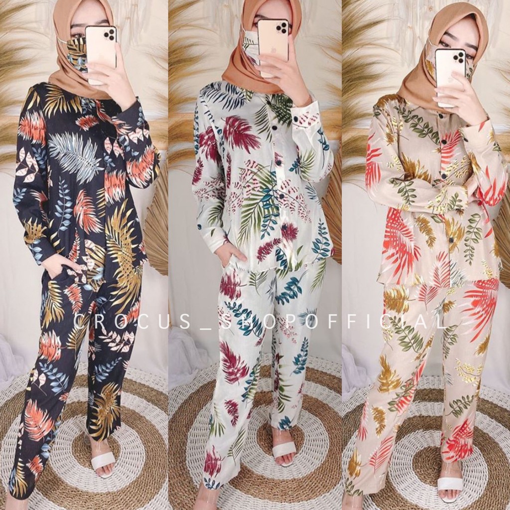 CC CS- One Set Piyama / Setelan Celana Leafy Wolfis