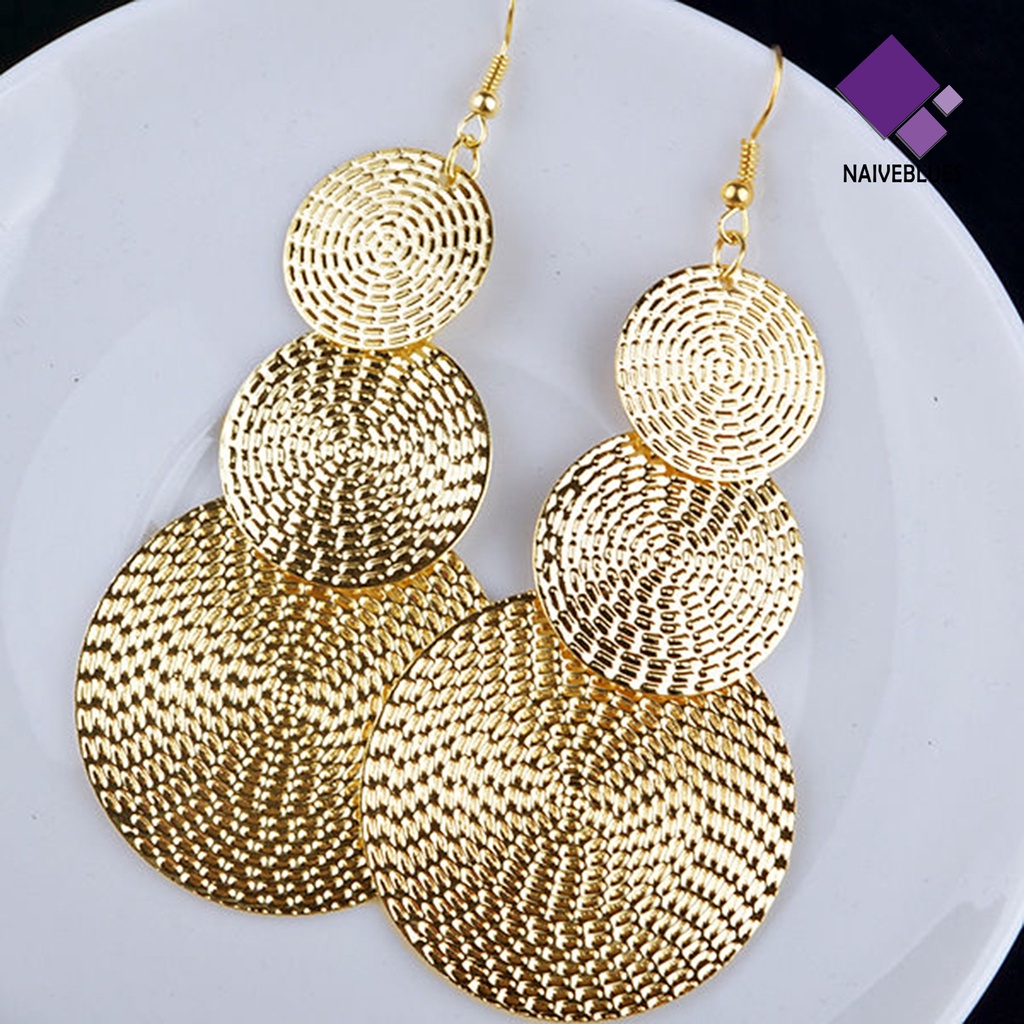 Anting Kait Gantung Panjang Multilayer Bentuk Bulat Untuk Wanita