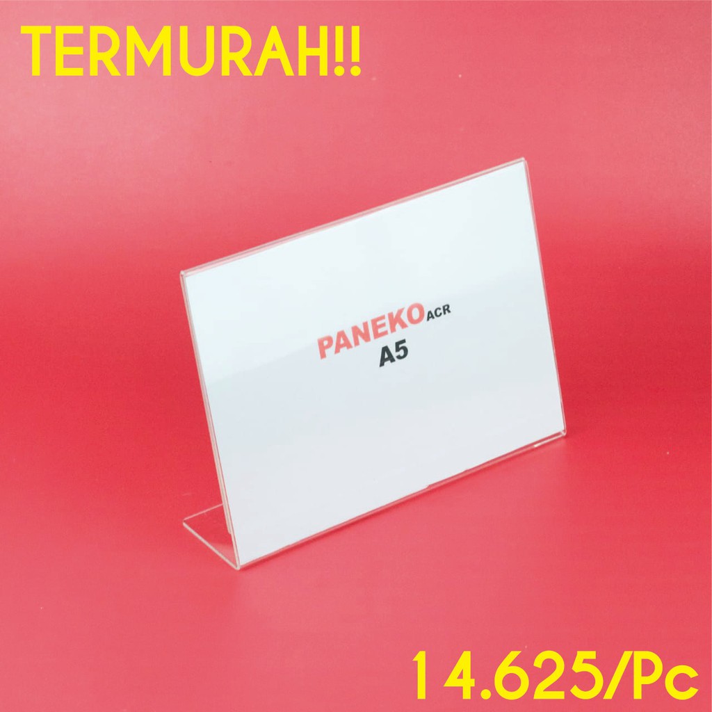 

Tent Card Miring Akrilik/Acrylic Tempat Brosur A5 LANDSCAPE 12 Pcs TERMURAH