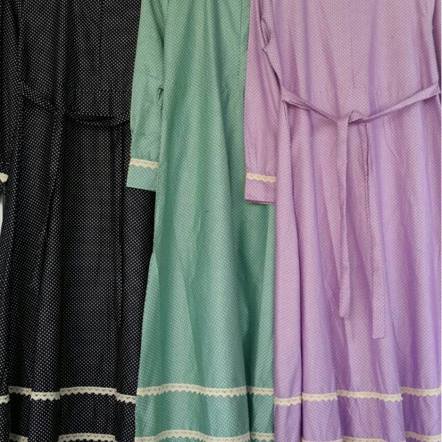 Gamis Polka Renda Katun Jepang