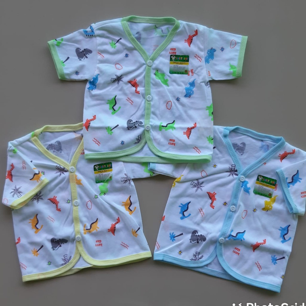 baju bayi pendek putih bis isi 3 baju terlaris