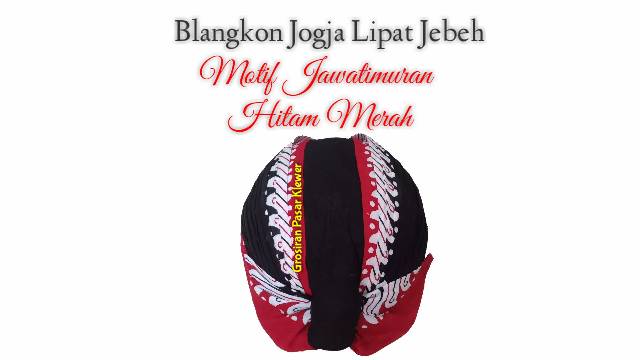 Blangkon Jogja Jebeh Lipat ORI Motif Jawatimuran Hitam Merah