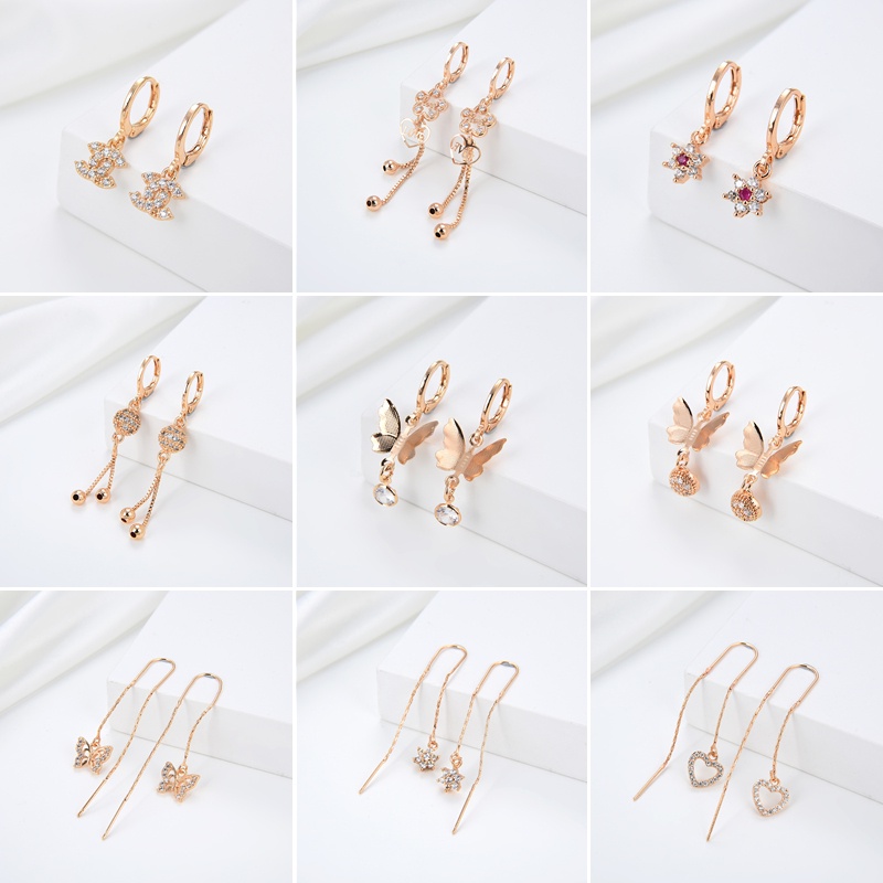 anting titanium wanita emas muda anti karat dewasa tusuk korea asli panjang dan luntur korea style selamanya dewasa 25-33e