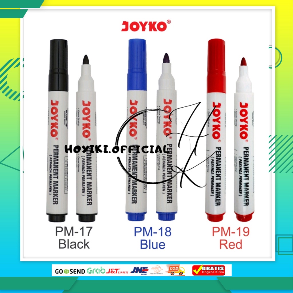 

Joyko Permanent Marker Spidol Permanen Round Tip Tahan Air Waterproof