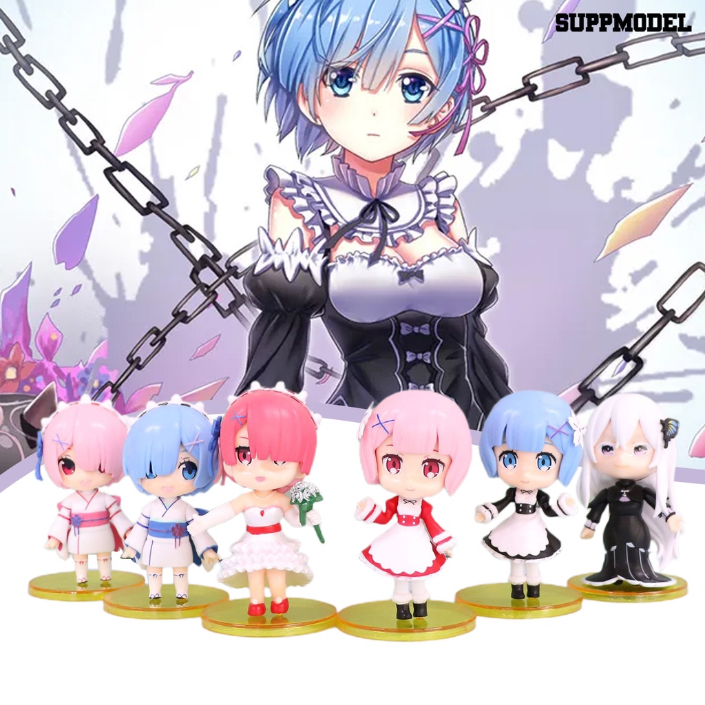 6pcs / Set Action Figure Anime Life In A Different World From Zero Rem Untuk Dekorasi Kue