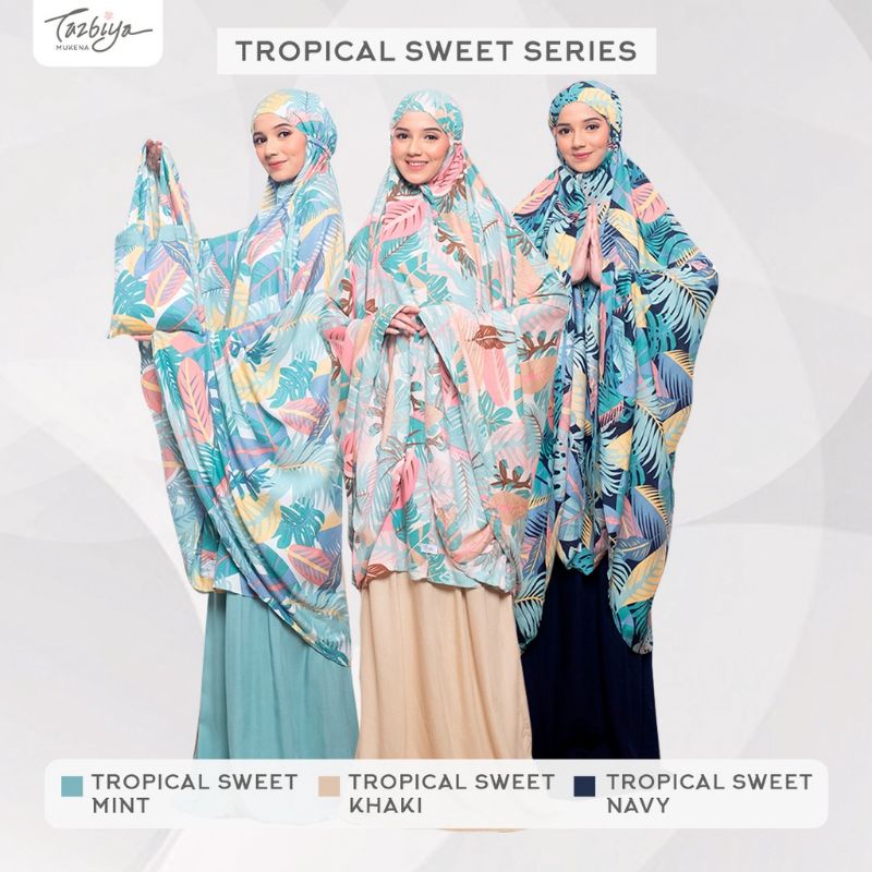 Mukena Tazbiya Tropical Sweet Series Allsize Jumbo Dewasa Katun Rayon Motif