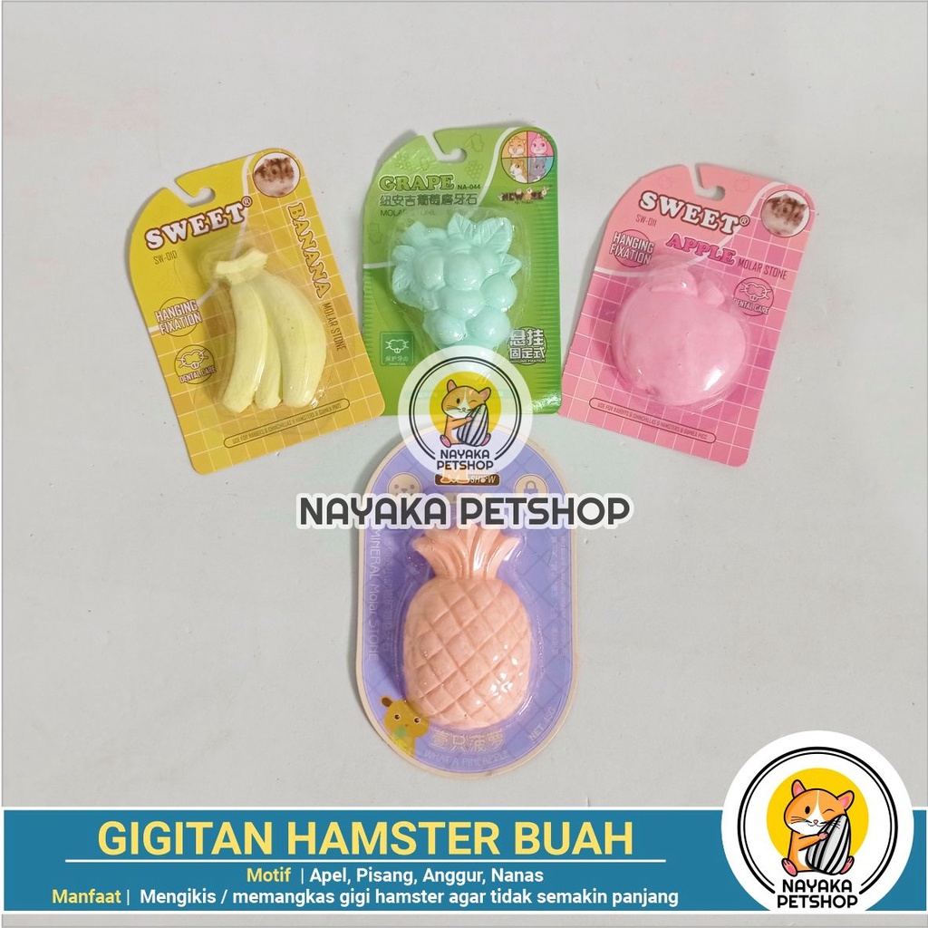 Gigitan Hamster Motif Buah Gnawing Stone Batu Mineral Asah Gigi Hamster Dental Care