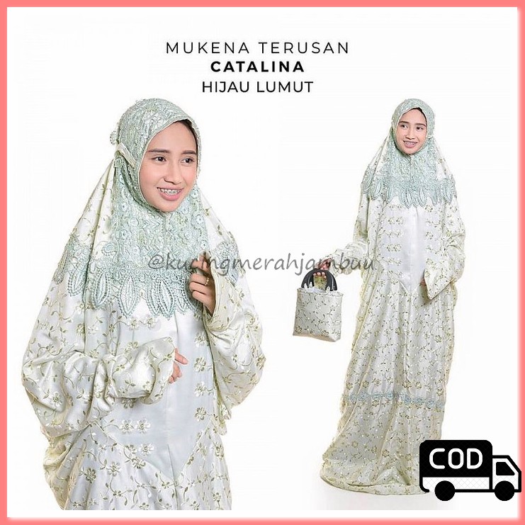 Mukena Wanita Katun Cewek Murah Lebaran Jumbo Kekinian Perempuan  GU344 Mukena Terusan  Catalina -