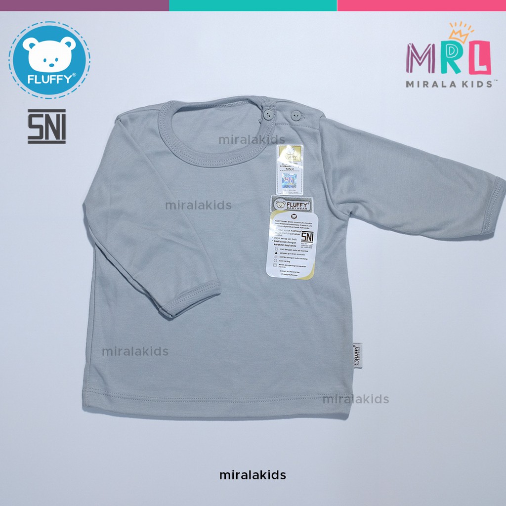 FLUFFY Kaos Oblong Lengan Panjang Abu Grey Series Size S M L 1 2 3 SNI