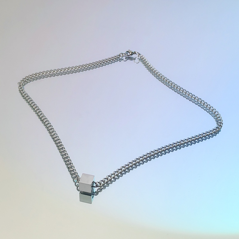 Small Square Titanium Steel Necklace Accessories Street Hip-hop Jumping Personality Clavicle Chain