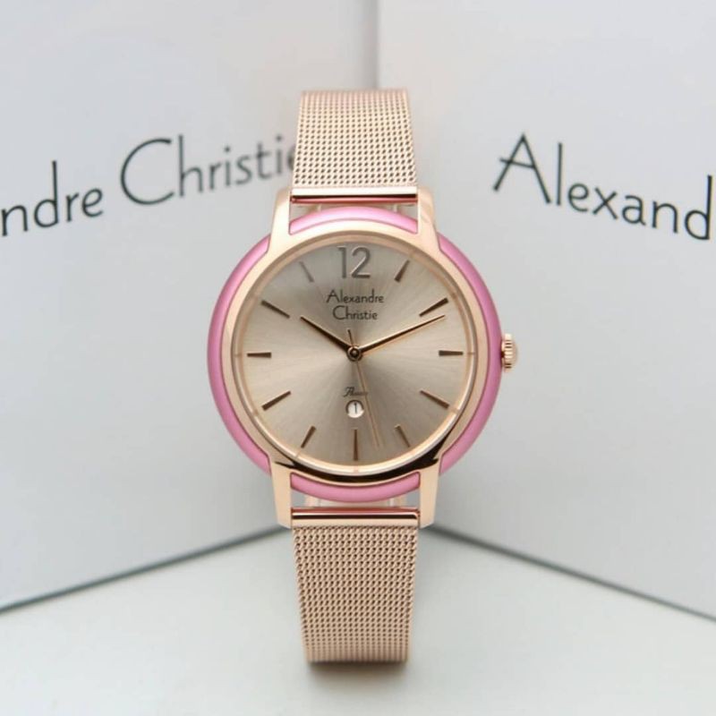 Jam Tangan Alexander Christie Wanita original rosegold pink ac2912