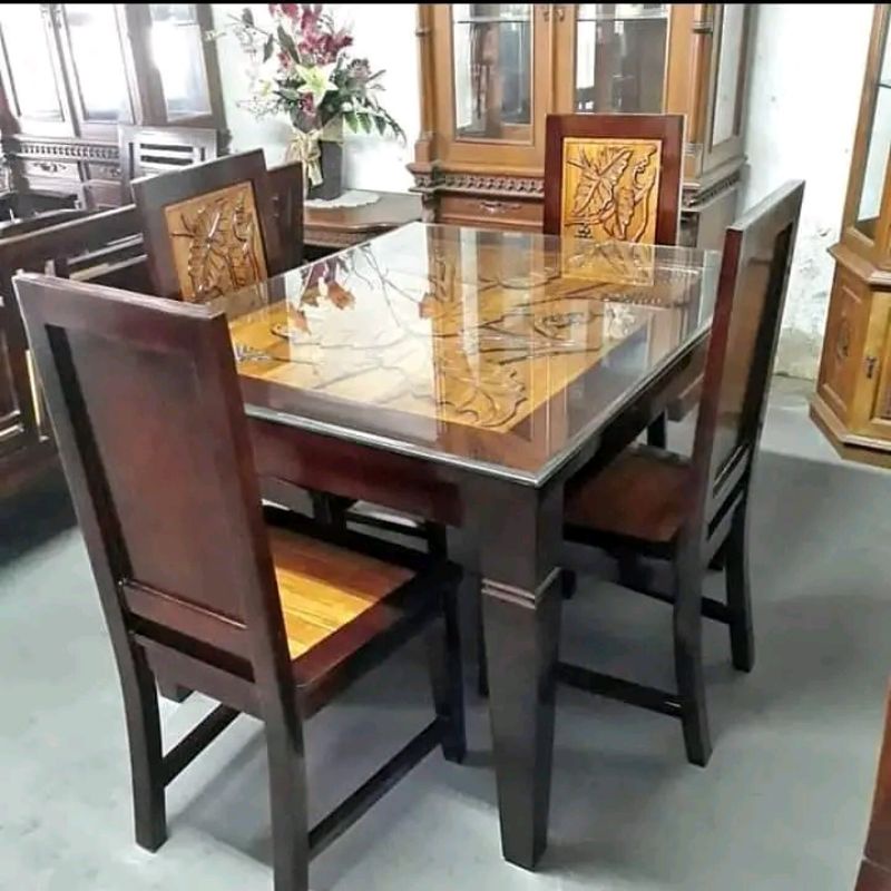 Meja makan jati kursi 4