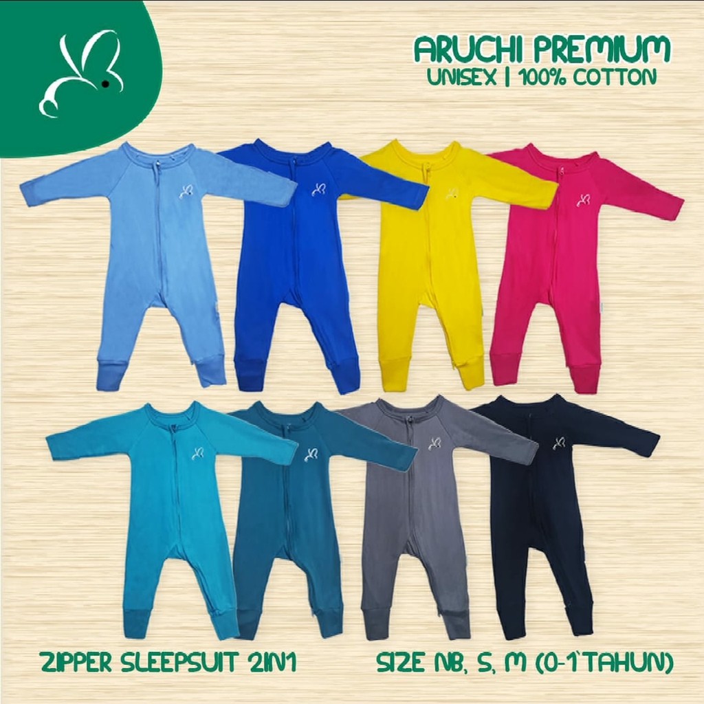 Sleepsuit Zipper Aruchi NB S M Palmerhaus cherrybabykidssbop