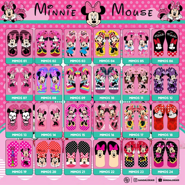 [PO] Sandal Karakter Print Minnie Mouse Mickey | Sendal Nama | Cartoon Foto | Anak PAUD TK SD sancu