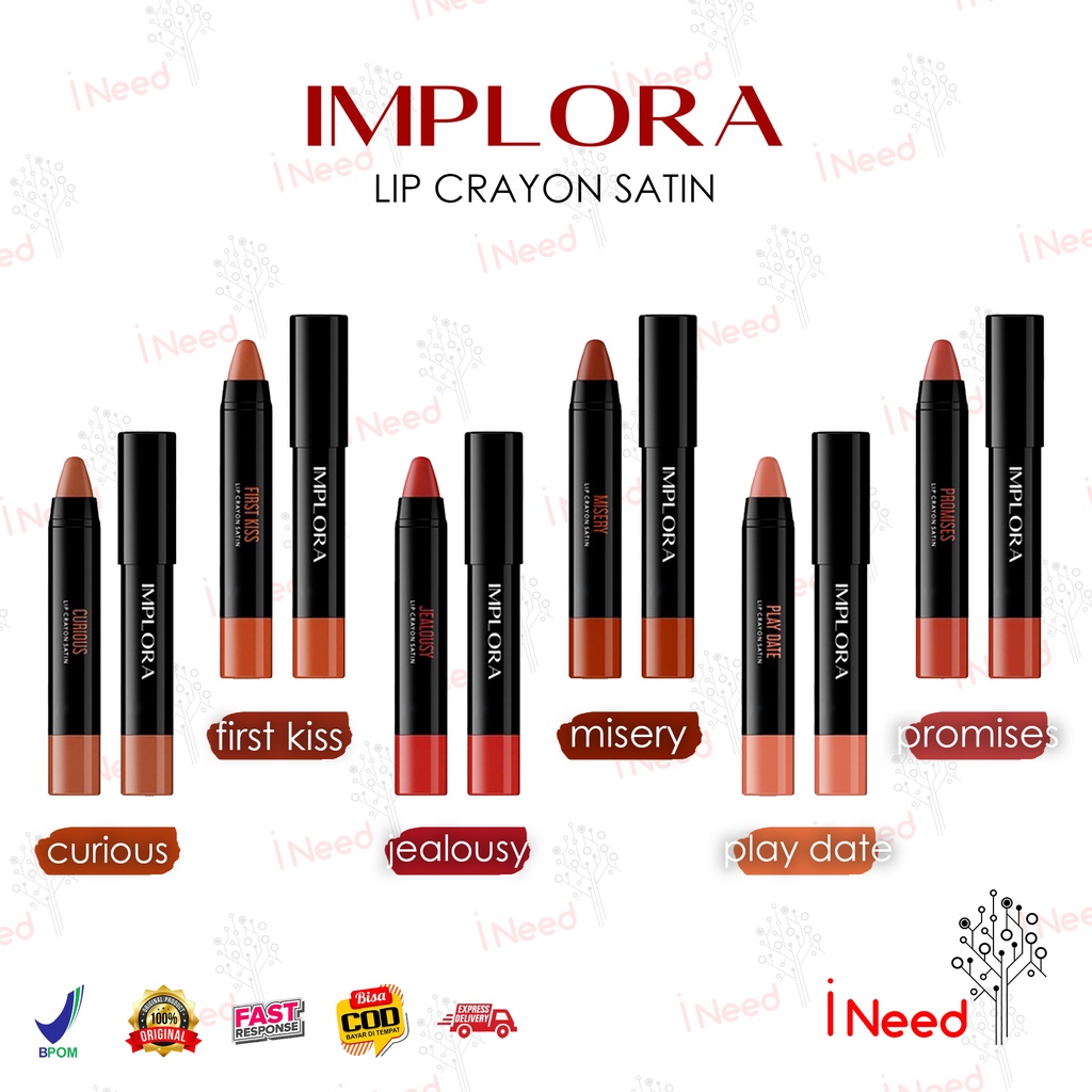 (INEED) ( 3,5g ) IMPLORA Lip Crayon Satin | Lipstick | Lip Cream | Lipcream | Lipcrayon